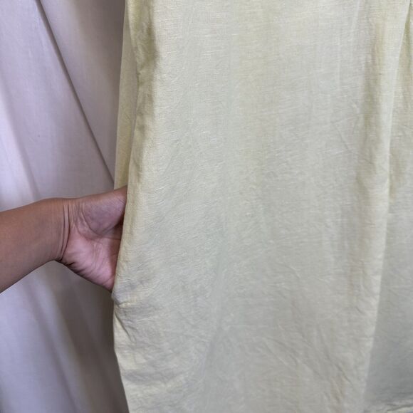 Liz Claiborne Womens Tank Top Yellow Size XXL Linen Blend Button Down Collard - Picture 3 of 9